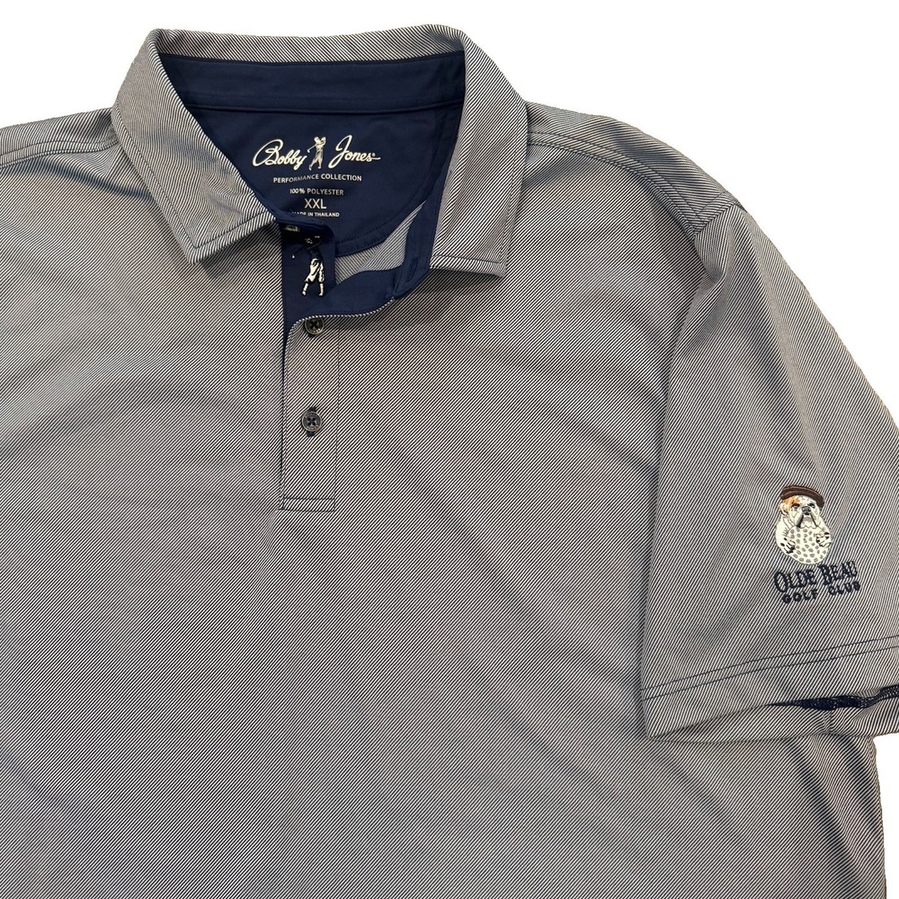 Bobby Jones Performance Golf Polo Men's XXL Olde Beau Golf Club Blue Stripe